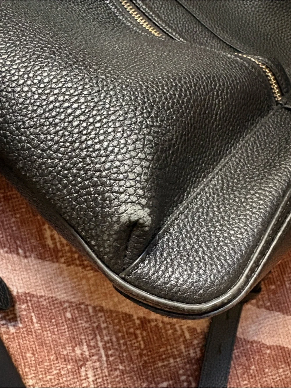 kate spade Black Leather Pebbled Backpack with Front Zip Pocket